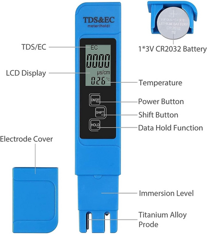 Точен 3 в 1 тестер за качество на водата TDS EC Meter