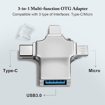 3 в 1 USB 3.0 OTG адаптер, Micro/USB C към USB адаптер, съвместим с мобилен телефон/таблет