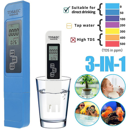 Точен 3 в 1 тестер за качество на водата TDS EC Meter