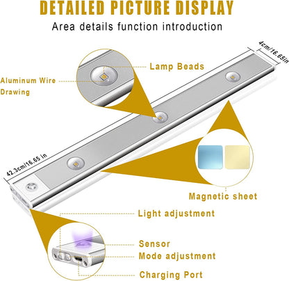 LED лампа с 3 цвята и сензор за движение (40см)