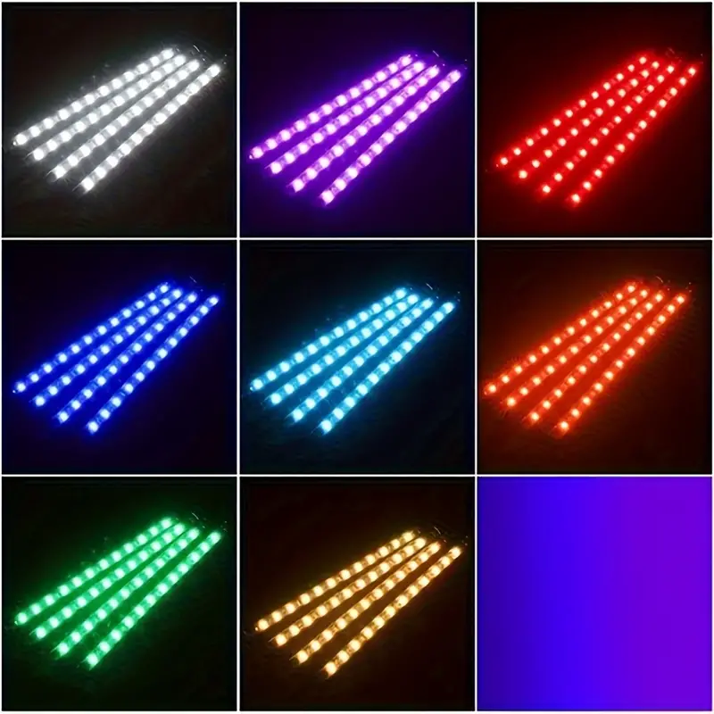 Комплект LED RGB ленти за кола с дистанционно управление (9 цвята)